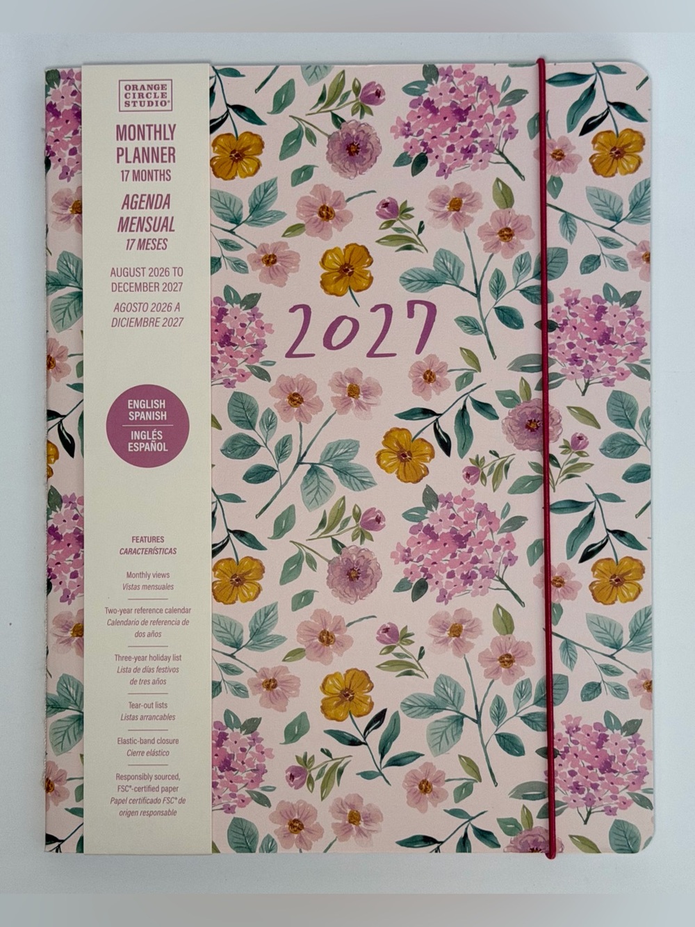 2027 Floral Monthly Planner - Pink